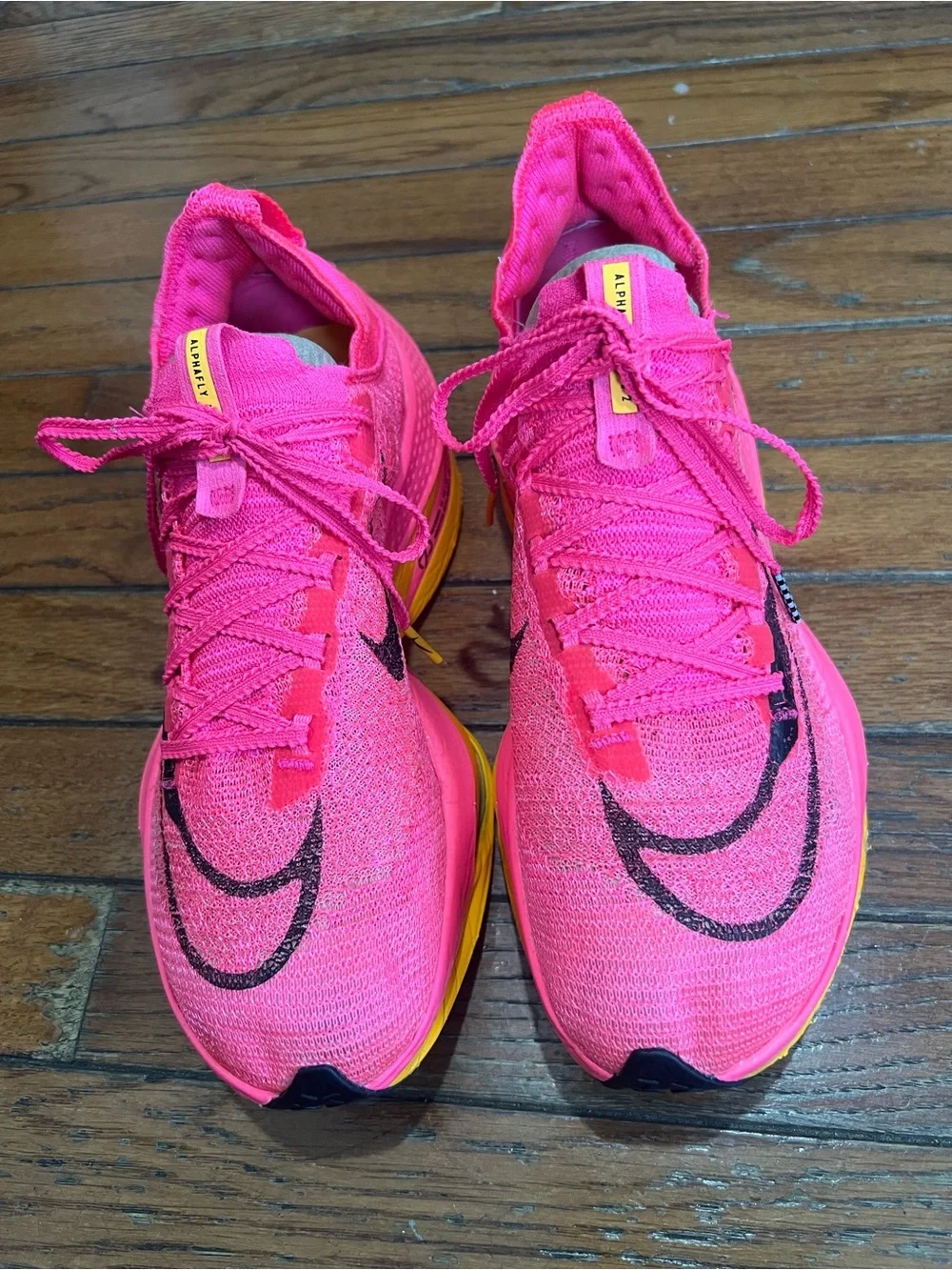 Nike Women's Hot Pink and Yellow ZoomX Running Shoes with Black Swoosh size w 9